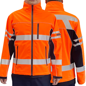Men's <b>Orange</b> Hooded Quilted <b>Jacket</b> High Visibility Reflective Stripes Windproof Zipper Closure Stand Collar Regular Fit - Product Image 5