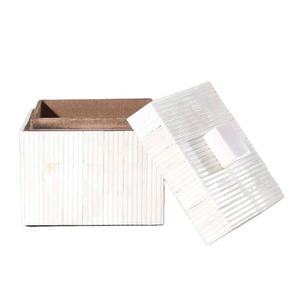 New Arrival Modern Rectangle <b>White</b> Bone Inlay Storage <b>Box</b> <b>with</b> <b>Lid</b> Closure for Jewelry Coffee Table Decor - Product Image 2