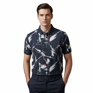 เสื้อโปโลแบบซับเหงื่อ แขนสั้น ผลิตจำนวนมาก 100% โพลีเอสเตอร์ผสมสแปนเด็กซ์ OEM เสื้อกอล์ฟชาย คอปก - Product Image 1