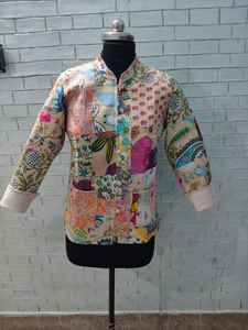 Chaqueta Acolchada Kantha de Algodón Vintage con Parches, Hecha a Mano con Estampado de Bloques, Transpirable y Ecológica para Otoño/Invierno, Ideal para Damas de Honor - Product Image 3