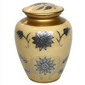 Urne funéraire en métal gravée en or noir pour cendres humaines adultes, style américain/européen - Product Image 3