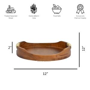 Bandeja de Servir de Madera Ecológica, Ligera y Resistente, con Asas Recortadas para un Fácil Transporte, Precio de Fábrica - Product Image 3