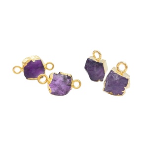 Argent Sterling Améthyste Brut 8-10mm Pendentif Connecteur À La Main Électrolytique Mode Bijoux Bruts Février Pierre De Naissance Cadeau Fête - Product Image 1