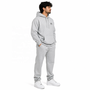Unisex Hooded Sweatshirt Set Regular Fit Hoodies Cotton French Terry Casual Streetwear Pullover With Front Logo <b>Tracksuit</b> OEM - Product Image 2