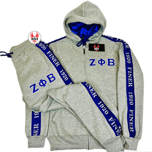 Zeta Phi Beta 1920 Royal Blue Women Embroidered Heavyweight Casual Hoodie Jogger Pants Two Piece Greek Letter <b>Tracksuit</b> Fleece - Product Image 4