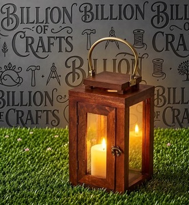 Handmade <b>Wooden</b> Lantern Candle Holder Glass Panel Hanging Table <b>Decor</b> <b>for</b> <b>Home</b> Wedding Christmas - Product Image 1