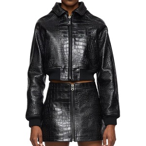 Premium Women's Python Grain <b>Leather</b> <b>Jacket</b> Designer Cowhide Fashion OEM ODM Manufacturer Sample Service Available - Product Image 5