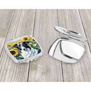 Espejo de maquillaje de viaje compacto de girasoles Borzoi, espejo decorativo de bolsillo plegable de mano para regalo de mujeres y niñas - Product Image 3