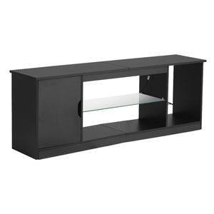 Mobile TV Moderno per TV fino a 65 Pollici, Mobile TV in Legno con Striscia LED e Ripiano in Vetro, Tavolo Porta TV - Product Image 1
