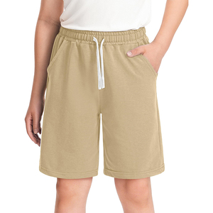 Pantalones Cortos Deportivos de Felpa Francesa de Algodón Color Caqui para Niños, para Uso Diario, Fútbol, Baloncesto, con Bolsillos - Product Image 1