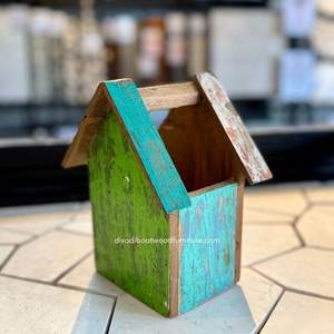 Fournitures de jardin artisanales, décoration intérieure, pots de fleurs / plantes avec design maison, bois de bateau recyclé, couleur originale, vente en gros - Product Image 3