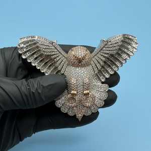 Colgante de Búho Volador de Lujo, Estilo Hip Hop, Plata 925, con Incrustaciones de Diamantes, Joyería Espiritual de Animales, Colgante de Búho Águila - Product Image 2