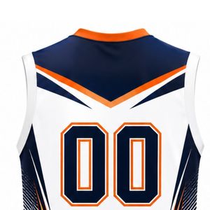 White Navy Orange Volleyball Sleeveless Shirt Team Sports Uniform Athletic Top Performance Wear Training Competition Apparel - Product Image 5