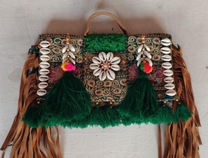 Bohemian Patchwork <b>Handbag</b> Embroidered Beaded Flowers Tassels Shoulder Bag <b>Small</b> Capacity Zipper Closure Fashion - Product Image 1