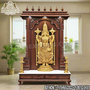 Templo de madera de teca hecho a mano con diseño Gopuram del sur de la India, templo támil exclusivo tallado a mano en madera para decoración del hogar. - Product Image 3