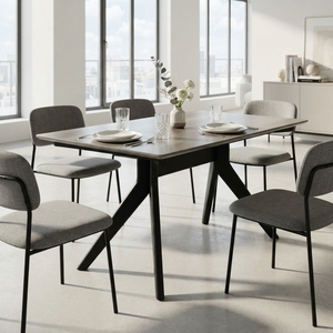 Premium wooden salsa dining table minimalist <b>solid</b> teak <b>wood</b> kitchen dining room rectangular table dinner <b>desk</b> frame spaces unit - Product Image 4