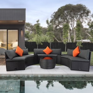 NEW 2026 IPRO Premium Modern Garden Outdoor Weather Resistant Washable Non-Waterproof Cushion Wicker PE Rattan Sofa Set - Product Image 1