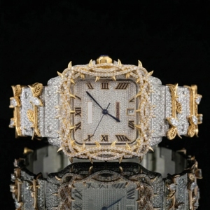 Reloj de Lujo Cuadrado de Acero Inoxidable al por Mayor con Movimiento ETA, Correa de 20mm, Esfera de Cristal, Puntero, Diamante Moissanita, Estilo Hip Hop Iced - Product Image 6