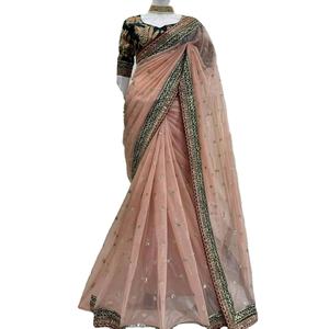 Saree de travail de séquence de fil de filet souple de dernier concepteur par FabZone - Product Image 1