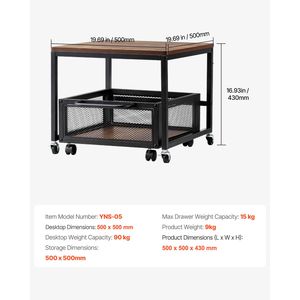 Mini Fridge Stand with Movable <b>Storage</b> <b>Cart</b> 198 Lbs Table Swivel Wheels Beverage Refrigerator Stand with <b>Storage</b> - Product Image 4