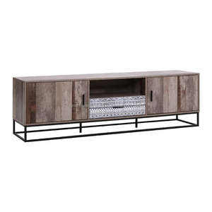 Mueble de TV de Madera de Mango Rústico Industrial con Puertas Corredizas para Apartamento y Villa, Mueble de Almacenamiento para Sala de Estar y Dormitorio, para TV de 60-64 Pulgadas - Product Image 1