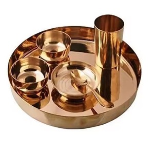 Vajilla de Lujo de Latón para Comedor, Juego de Platos Tradicionales Indios Thali, Plato, Tazón, Cuchara, Taza, Vajilla al por Mayor para Hotel, Restaurante, Hogar - Product Image 3