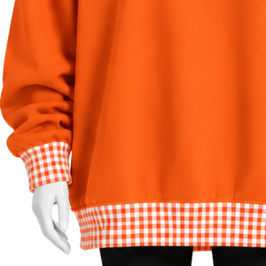 เสื้อสเวตเชิ้ตคอกลมโอเวอร์ไซส์สีส้มสำหรับผู้ชาย แต่งลายตารางกิงแฮม แขนยาว สวมใส่สบายๆ สไตล์สตรีทแฟชั่น เสื้อกีฬาแนวแอธเลติก - Product Image 6