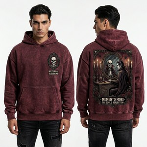 Custom Full Zip Up Hoodie Men Vintage Wash Streetwear Fleece <b>Jacket</b> <b>Gothic</b> Sea Captain Graphic Print Heavyweight Hooded Apparel - Product Image 2