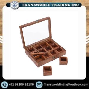 Artisan Handcrafted Wooden Spice Box Traditional Indian Masala Dabba Natural Wood Kitchen <b>Storage</b> Solution - Product Image 6