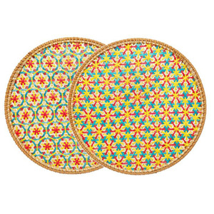 Hot Selling 2026 Natural Colorful Rattan Charger Plates Customize Sizes Variety of Colors Handmade Rattan <b>Placemat</b> - Product Image 1