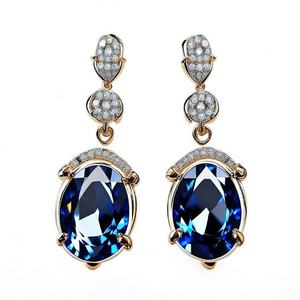 Boucles d'oreilles pendantes pour femmes avec zircon argenté et bijoux de mariage en pierre bleue pour femmes et filles - Product Image 4