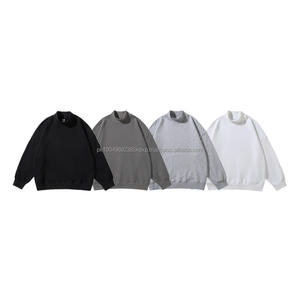 SY380 ropa de calle de alta calidad de gran tamaño de lana de peso pesado pulóver algodón liso gota hombro bordado cuello simulado sudaderas - Product Image 1