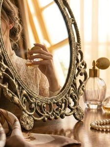 Vintage Oval Wall Mirror Gold Carved Frame Decorative Vanity Mirror for Bedroom Bathroom Living Room - Product Image 4