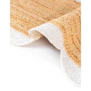 Tapis de zone rectangulaire en jute naturel style ferme, tissage plat, avec envers antidérapant en caoutchouc, pour décoration de salon, couleur unie, poils fins - Product Image 4