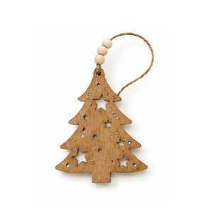 Ornement de Noël en bois en forme de flocon de neige, artisanat traditionnel, décoration suspendue, bleu avec motif blanc - Product Image 4