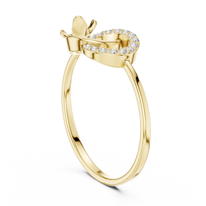 Anillo minimalista de oro amarillo macizo de 14k con diamante redondo de talla brillante para mujer, ideal para compromiso, aniversario o regalo de boda. - Product Image 2