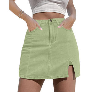OEM 2026 Skirts for Women <b>Denim</b> Mini Skirt Side Slit With High Waisted Jean Shorts Stretchy Skirt - Product Image 1