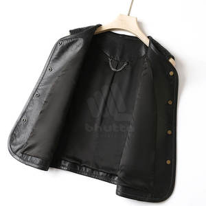 Gilet en cuir véritable pour femme à prix raisonnable, coupe-vent, haute qualité, personnalisable, gilet tendance - Product Image 4