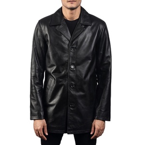 Abrigo de Cuero Tipo Gabardina en Cuero 100% Genuino con Cuello de Solapa y Cierre de Botones para Hombre o Mujer - Product Image 1