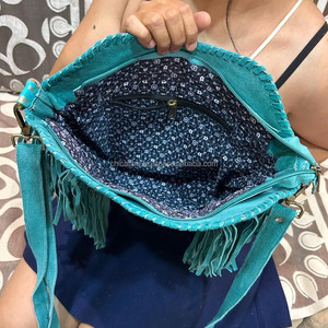 Nouveau Style occidental cheveux sur cacher fourrure daim cuir frange sac haute qualité Boho femmes fourrure cuir Unique moyen Concho frange sacs - Product Image 6