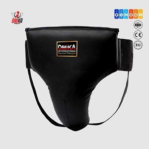 OMIKA INTERNATIONAL Protège-entrejambe de boxe professionnel unisexe - Protection en cuir résistant aux chocs pour MMA, mousse haute densité, logo personnalisé - Product Image 1