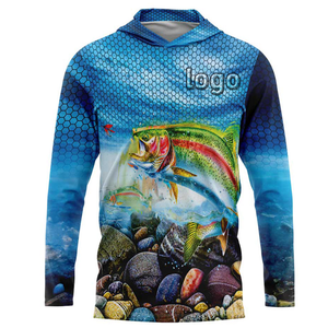 Camisa de Pesca con Capucha de Manga Larga para Hombre, Impresión por Sublimación, Protección UV UPF 50, Top Deportivo para Exteriores, Diseño con Estampado Azul - Product Image 4
