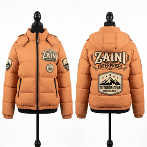 Chaqueta Acolchada Informal Premium para Hombre ZAINI, Tejido de Lana, 500g, Blanca, con Capucha, Abrigo de Invierno, Cierre de Cremallera, OEM, Impermeable - Product Image 1