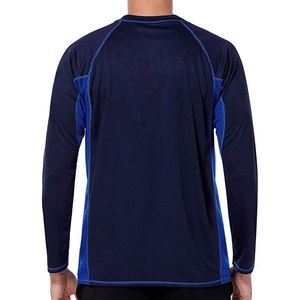 Men's Long Sleeve Rash Guard <b>Blue</b> Quick Dry Athletic <b>Base</b> <b>Layer</b> Top Full Sleeve Polyester Sport Wear - Product Image 6