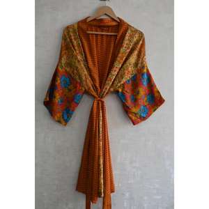 Kimono de Lujo con Parches de Seda para Mujer, Bata Larga de Diseño Bohemio, Ropa de Dormir, Regalo de Lujo - Product Image 2