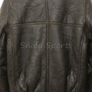 Veste en cuir pour homme de qualité supérieure en fausse fourrure de mouton, col montant, en toile imperméable, écologique et respirante, fermeture avant - Product Image 5