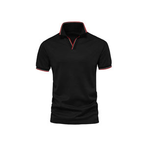 เสื้อโปโลถักไหมพรมสีพื้นเรียบง่าย สไตล์พื้นฐาน กระดุมติด ผ้าฝ้าย 100% แขนสั้น เสื้อสเวตเตอร์ผู้ชาย - Product Image 3