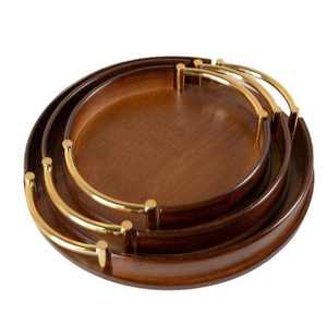 Bandeja de Servir de Madera Maciza con Asa de Metal para Cocina y Hotel, Bandeja Decorativa Moderna para Servir Alimentos, Proveedor Mayorista - Product Image 2