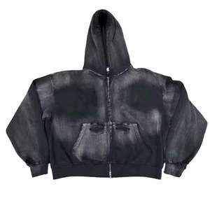 Sudadera Oversize de Algodón con Efecto Ácido y Diseño Desgastado para Mujer, Estilo Urbano, Térmica, Personalizada - Product Image 2
