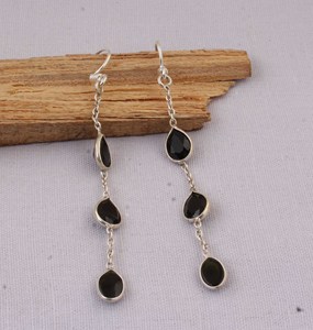 Natural Black Onyx <b>Earrings</b> 925 Sterling <b>Silver</b> Jewelry Vintage Style Oval Black Gemstone <b>Earrings</b> Antique Finish <b>Dangle</b> <b>Earring</b> - Product Image 4